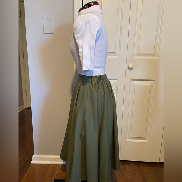 Army Green Pleated Skirt - Picture 4 of 8